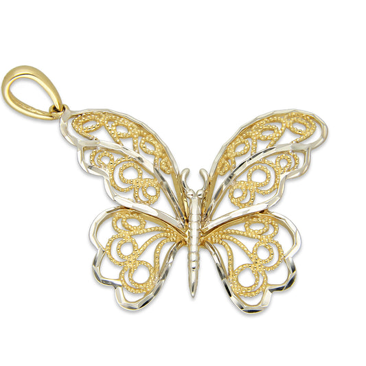 MR14DJ051 Dije Oro Sólido 14K Mariposa Grande 3.2 cm x 4.2 cm