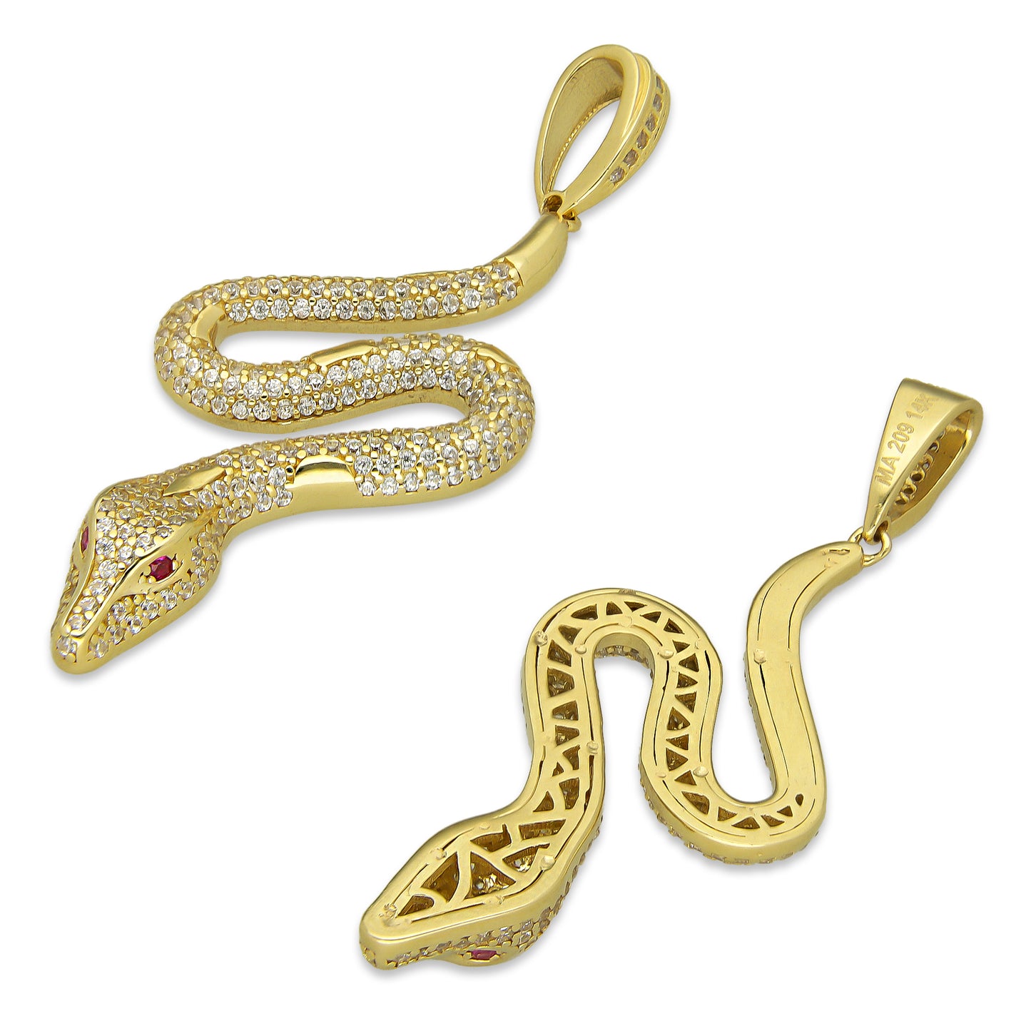 MR14DJ052 Dije Oro Sólido 14K Serpiente con Zirconias 2 cm x 5.1 cm