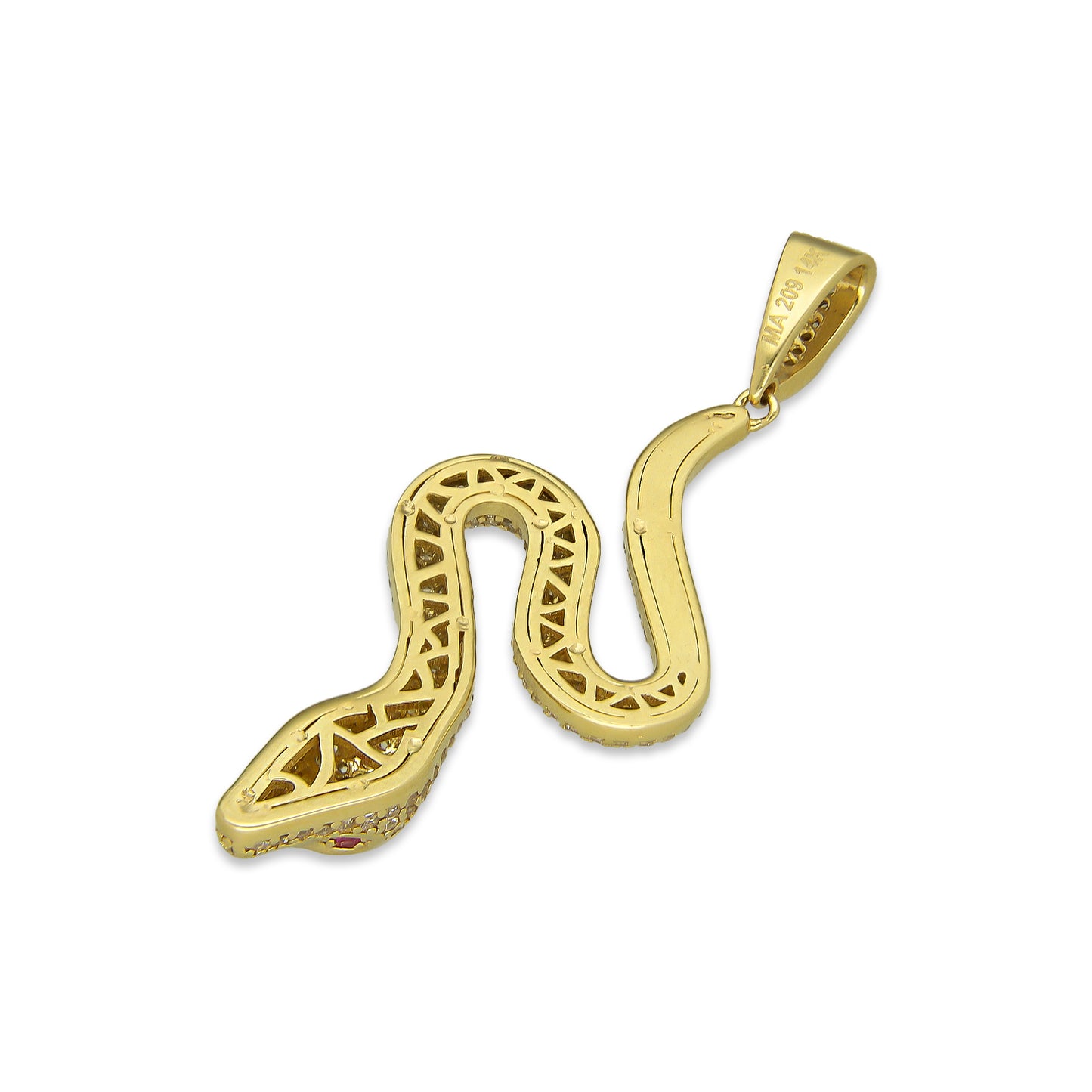 MR14DJ052 Dije Oro Sólido 14K Serpiente con Zirconias 2 cm x 5.1 cm