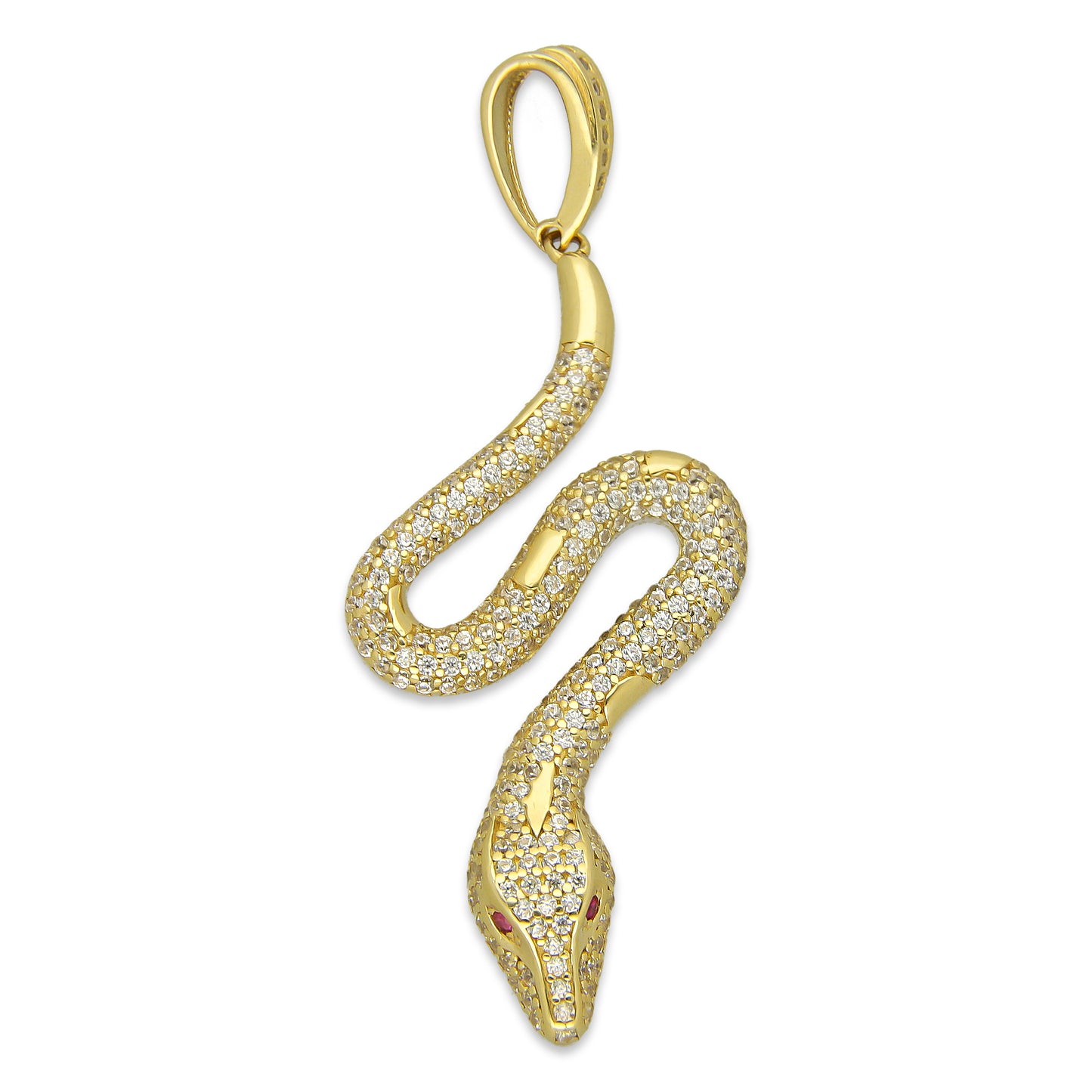 MR14DJ052 Dije Oro Sólido 14K Serpiente con Zirconias 2 cm x 5.1 cm