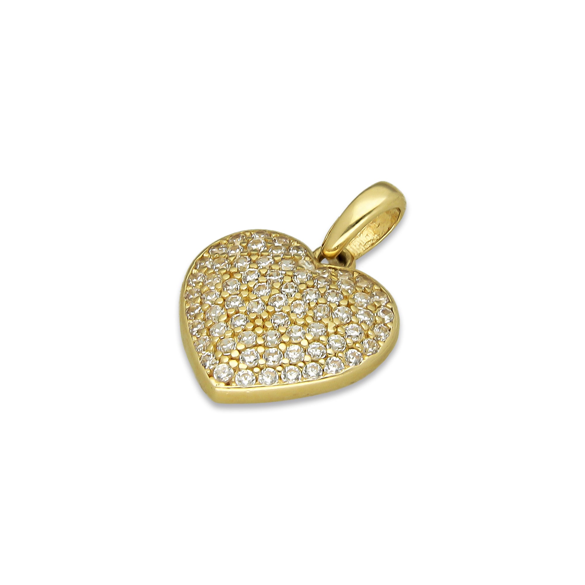 MR14DJ053 Dije Oro Sólido 14K Corazón Mediano Pavé 1.2 cm x 1.6 cm