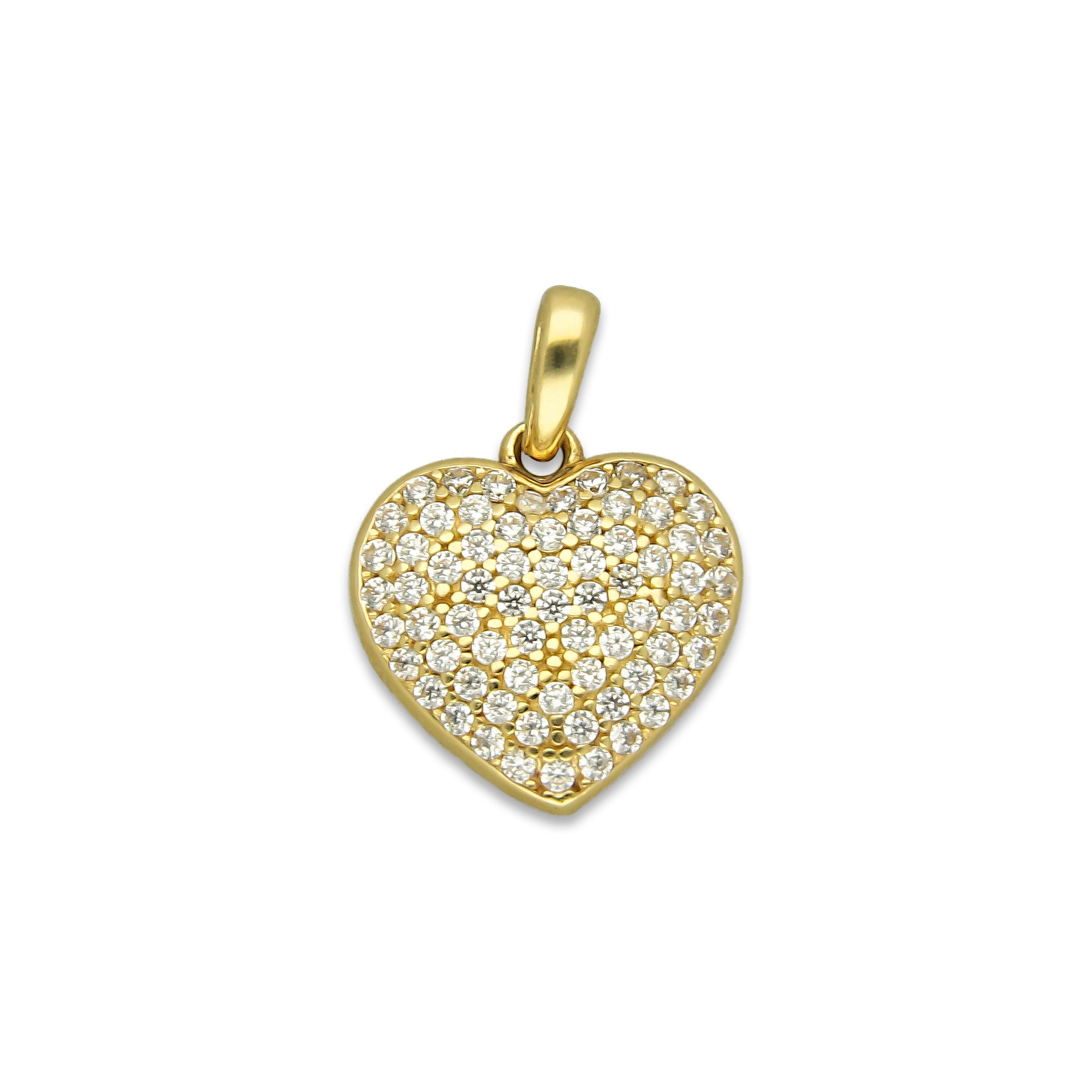 MR14DJ053 Dije Oro Sólido 14K Corazón Mediano Pavé 1.2 cm x 1.6 cm