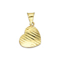 MR14DJ054 Dije Oro Sólido 14K Corazón Bombeado Lineas 1.3 cm x 2 cm