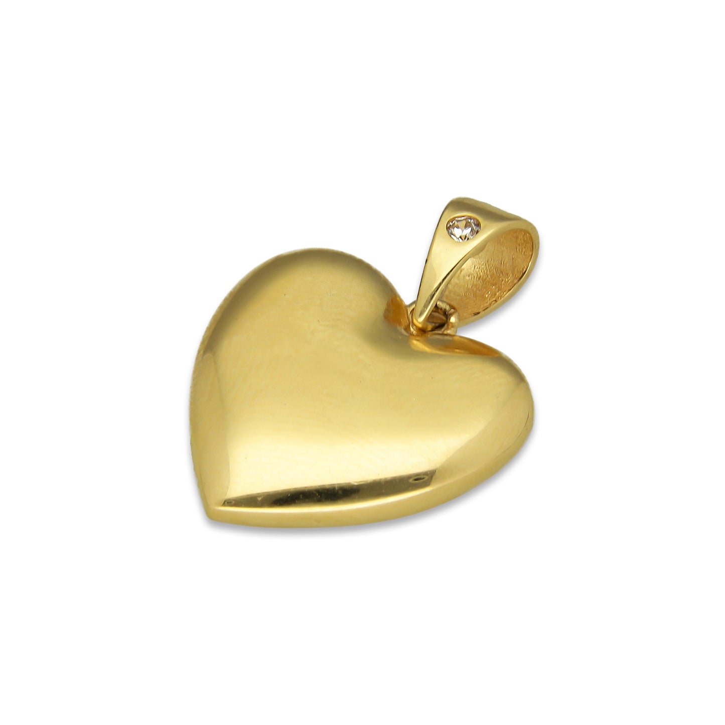 MR14DJ061 Dije Oro Sólido 14K Corazón Bombeado Liso 1.7 cm x 2.4 cm