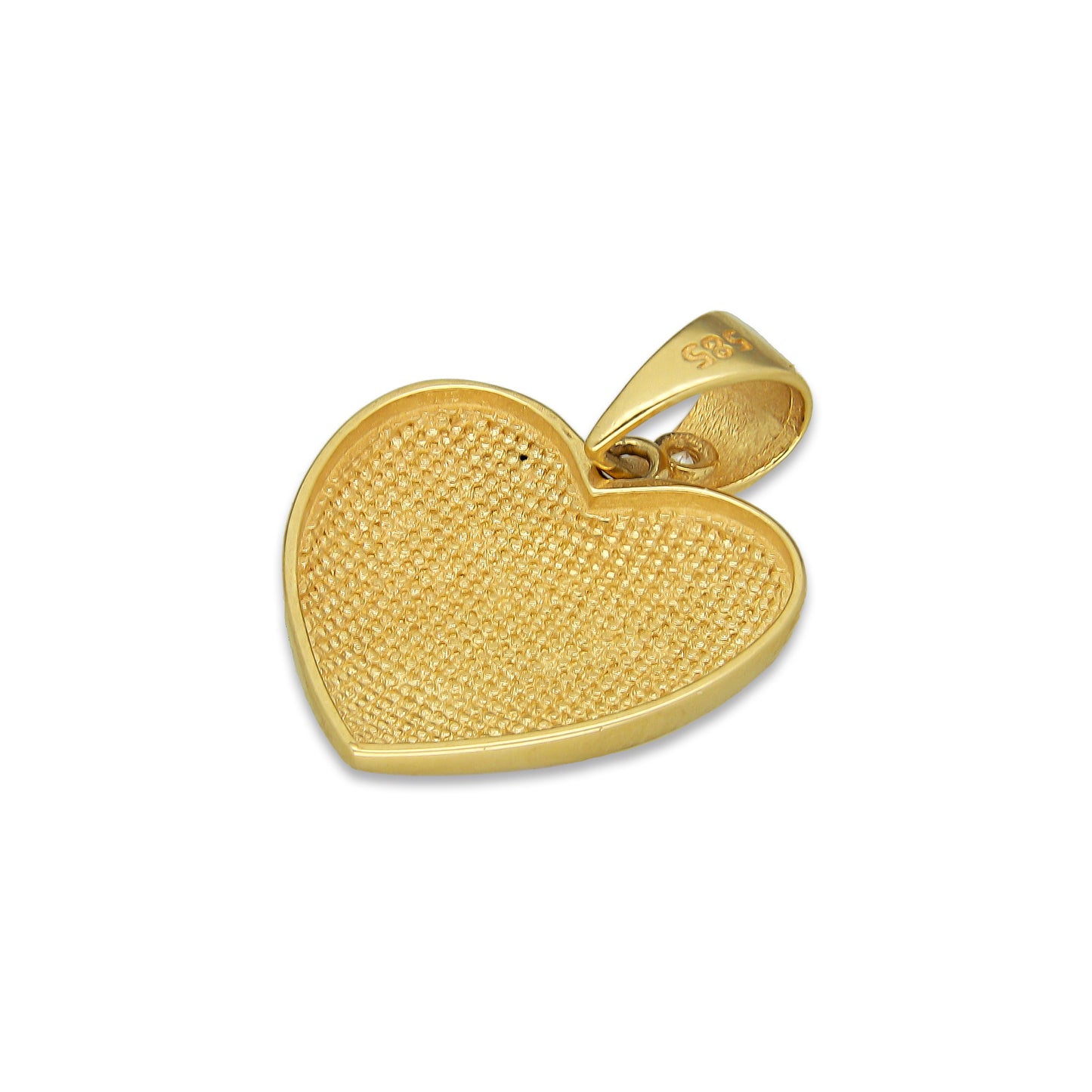 MR14DJ061 Dije Oro Sólido 14K Corazón Bombeado Liso 1.7 cm x 2.4 cm