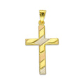 MR14DJ073 Dije Oro Sólido 14K EM14 Crucifijo Líneas Diagonales Florentino 1.9 cm x 3.7 cm