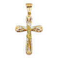 MR14DJ077 Dije Oro Sólido 14K EM14 Crucifijo 2 P Fondo Diamantado 3 cm x 5.7 cm
