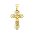 MR14DJ079 Dije Oro Sólido 14K EM14 Crucifijo Filigrana Tamaño 1 1.6 cm x 3.1 cm