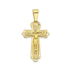 MR14DJ079 Dije Oro Sólido 14K EM14 Crucifijo Filigrana Tamaño 1 1.6 cm x 3.1 cm