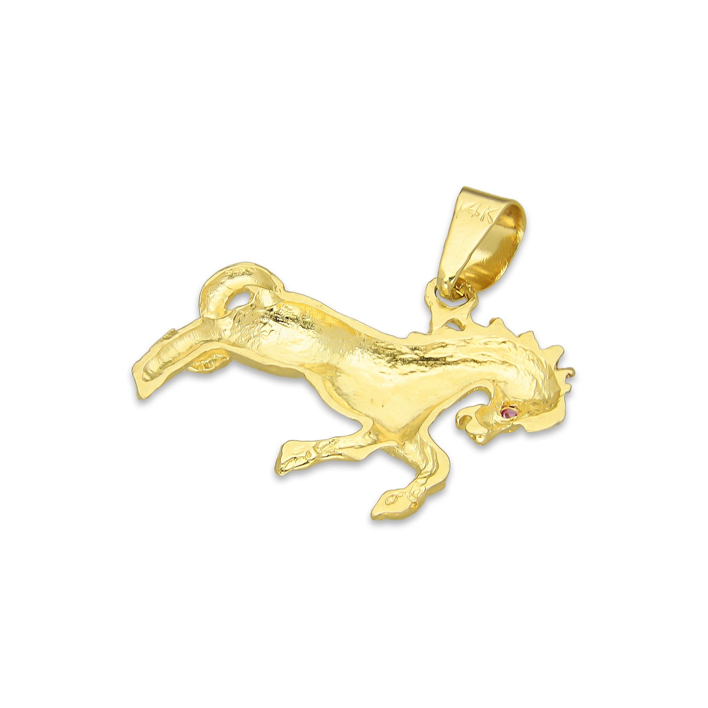 MR14DJ100 Dije Oro Sólido 14K Caballo Cuerpo Completo con Zirconias 2.1 cm x 2.2 cm