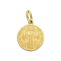 MR14DJ112 Dije Oro Sólido 14K EM Mod Medalla de San Benito Doble Vista Diámetro 1.4 cm