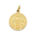 MR14DJ113 Dije Oro Sólido 14K EM Mod Medalla de San Benito Doble Vista Diámetro 1.9 cm