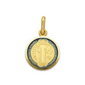 MR14DJ115 Dije Oro Sólido 14K EM Mod Medalla de San Benito Doble Vista Esmaltada Diámetro 1.3 cm