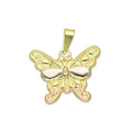 MR14DJ117 Dije Oro Sólido 14K Mariposa Troquelada Diamantada Florentino 1.8 cm x 2 cm
