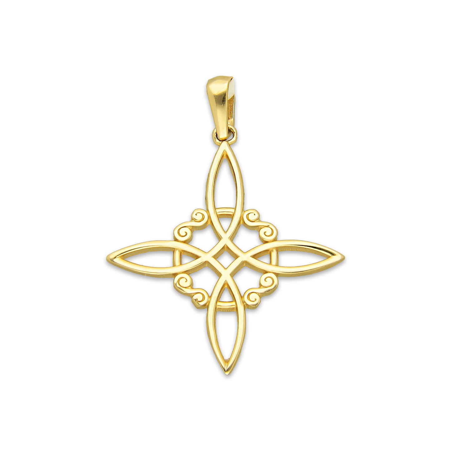 MR14DJ167 Dije Oro Sólido 14K EM Nudo de Bruja Clásico 2.3 cm x 3 cm