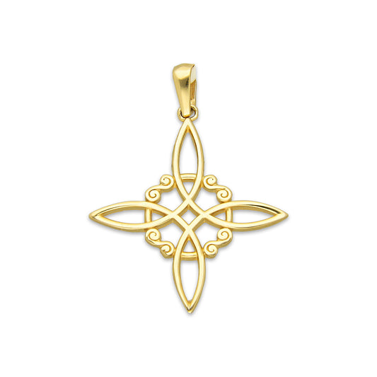 MR14DJ167 Dije Oro Sólido 14K EM Nudo de Bruja Clásico 2.3 cm x 3 cm