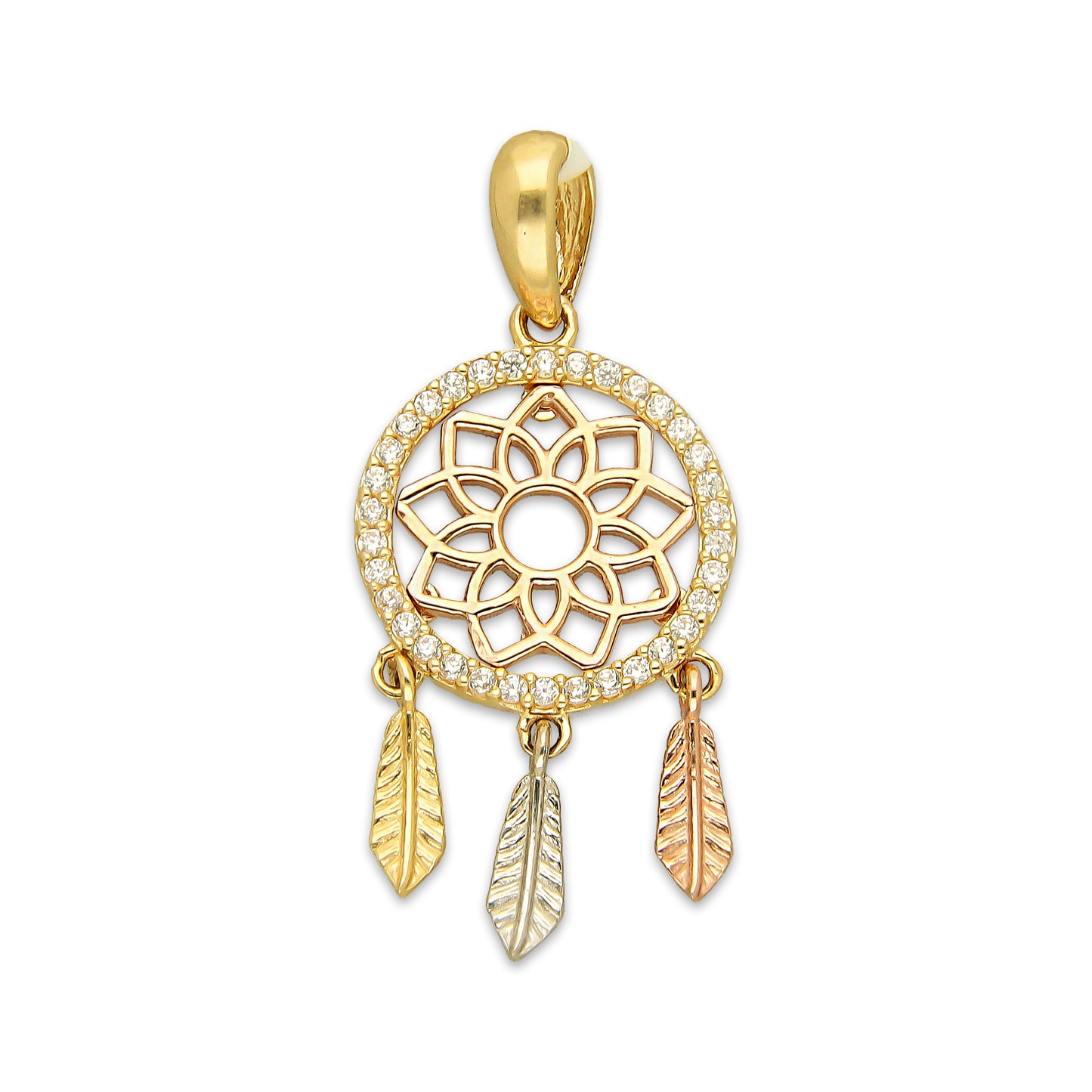 MR14DJ168 Dije Oro Sólido 14K EM Atrapa Sueños Florentino 1.4 cm x 3.2 cm