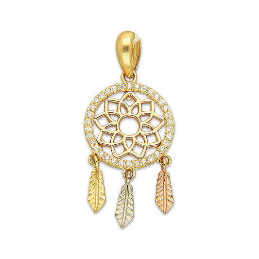 MR14DJ168 Dije Oro Sólido 14K EM Atrapa Sueños Florentino 1.4 cm x 3.2 cm