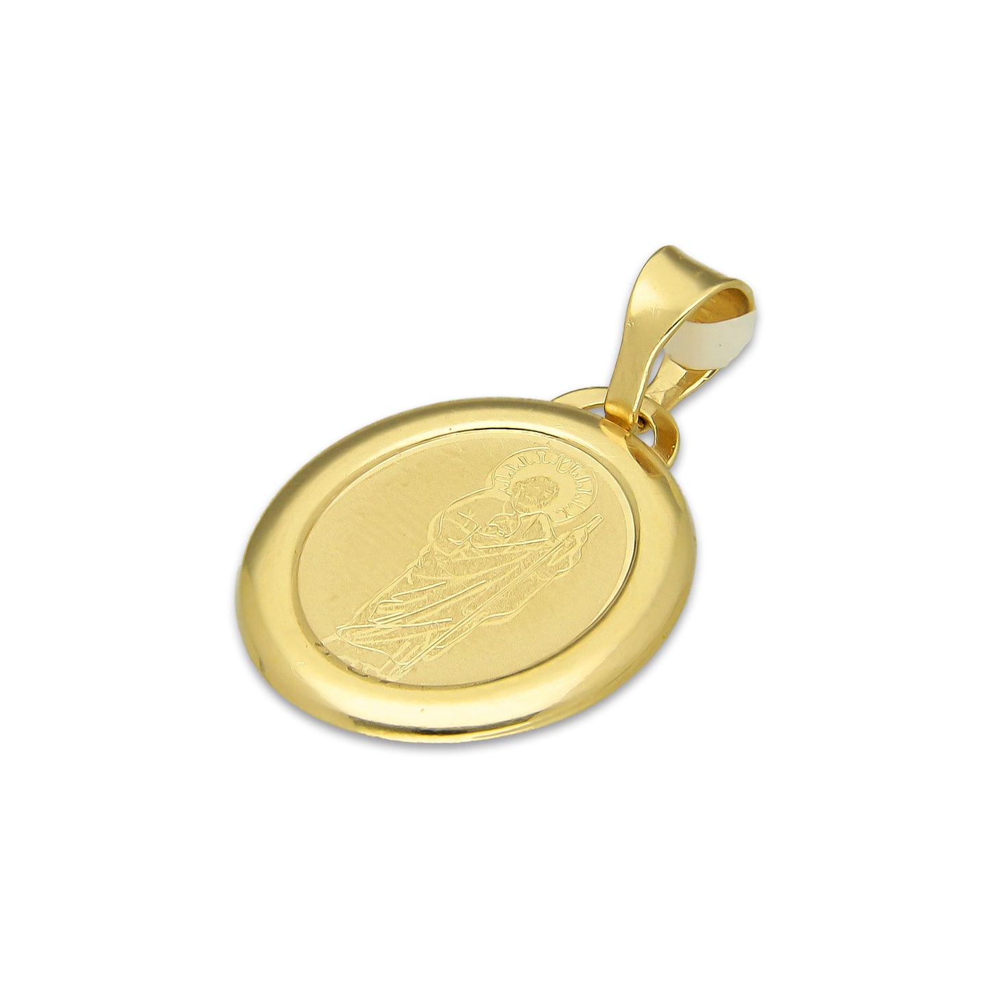 MR14DJ170 Dije Oro Sólido 14K EM San Judas Láser Bisel Liso 1.5 cm x 2.5 cm