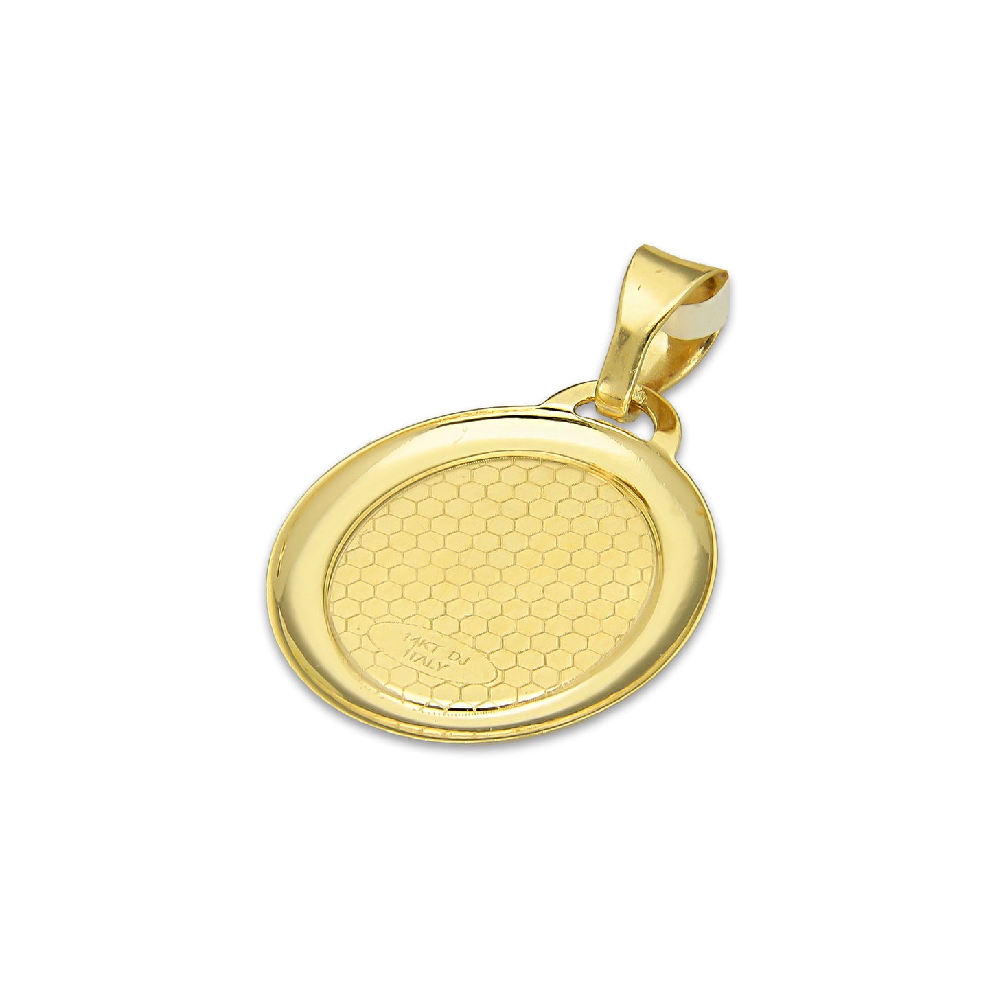 MR14DJ170 Dije Oro Sólido 14K EM San Judas Láser Bisel Liso 1.5 cm x 2.5 cm