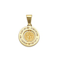 MR14DJ171 Dije Oro Sólido 14K EM San Benito Bisel con Zirconias 1.3 cm x 2.1 cm