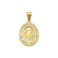MR14DJ178 Dije Oro Sólido 14K EM Medalla Ovalada Bautizo 1.3 cm x 2.5 cm