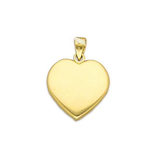MR14DJ185 Dije Oro Sólido 14K EM Corazón Bombeado Liso 1.5 cm x 2.1 cm