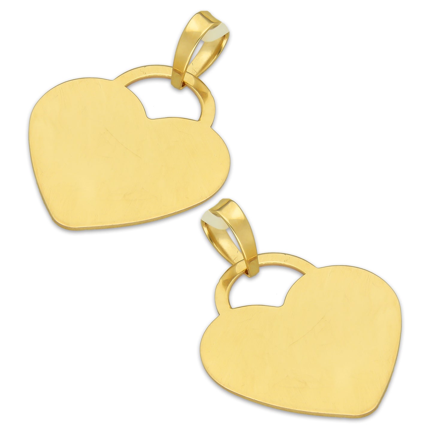 MR14DJ186 Dije Oro Sólido 14K EM Corazón Plano Liso 1.8 cm x 2.5 cm