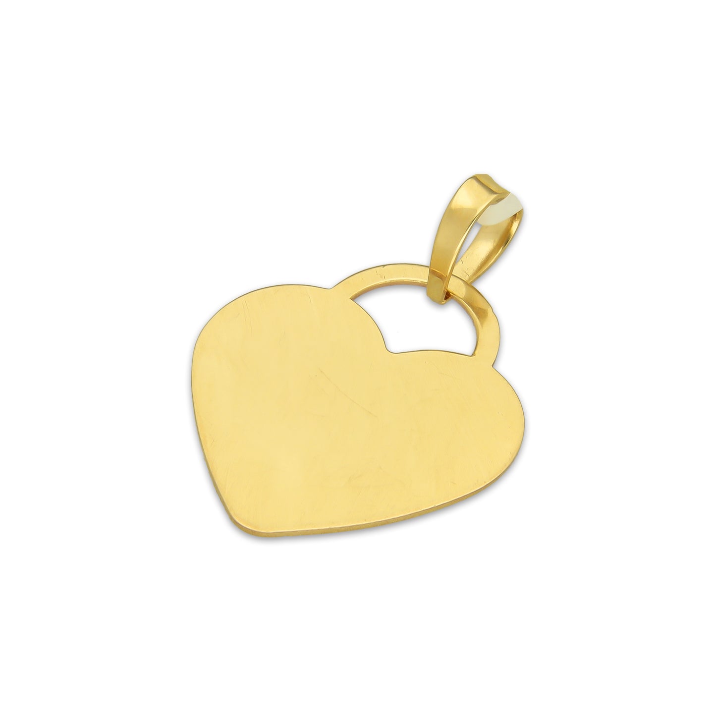 MR14DJ186 Dije Oro Sólido 14K EM Corazón Plano Liso 1.8 cm x 2.5 cm