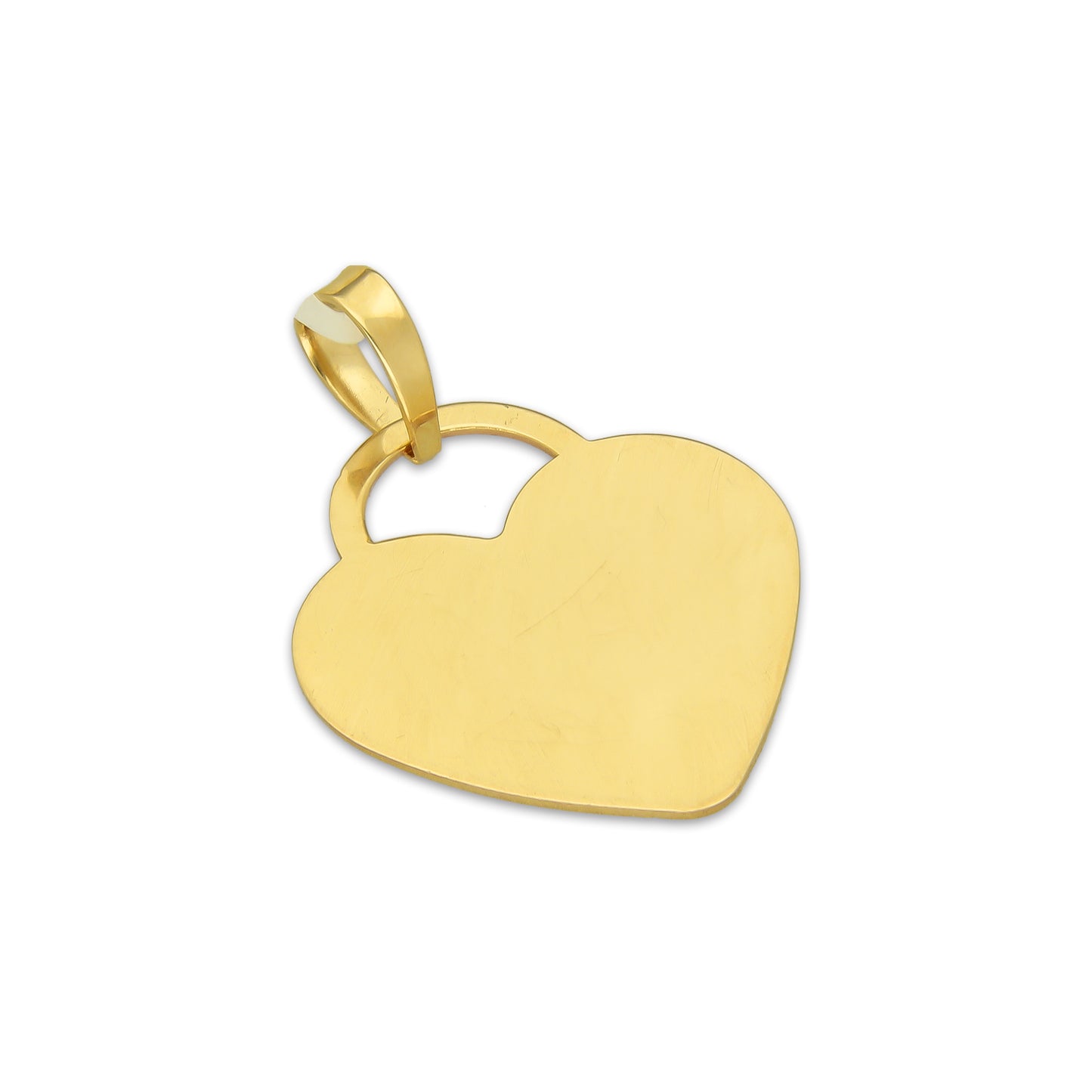 MR14DJ186 Dije Oro Sólido 14K EM Corazón Plano Liso 1.8 cm x 2.5 cm