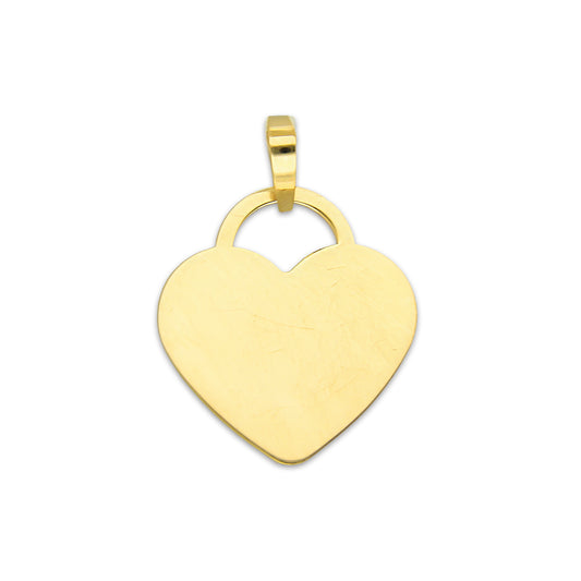 MR14DJ186 Dije Oro Sólido 14K EM Corazón Plano Liso 1.8 cm x 2.5 cm
