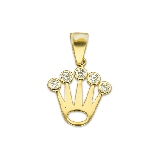 MR14DJ189 Dije Oro Sólido 14K EM Corona Lisa Rlx 1.6 cm x 2.4 cm