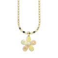 MR14DP030 Cadena Oro Sólido 10K + Dije Oro Sólido 14K Flor 5 Pétalos con Zirconia Diamantada Florentino 2.1 cm x 2.9 cm