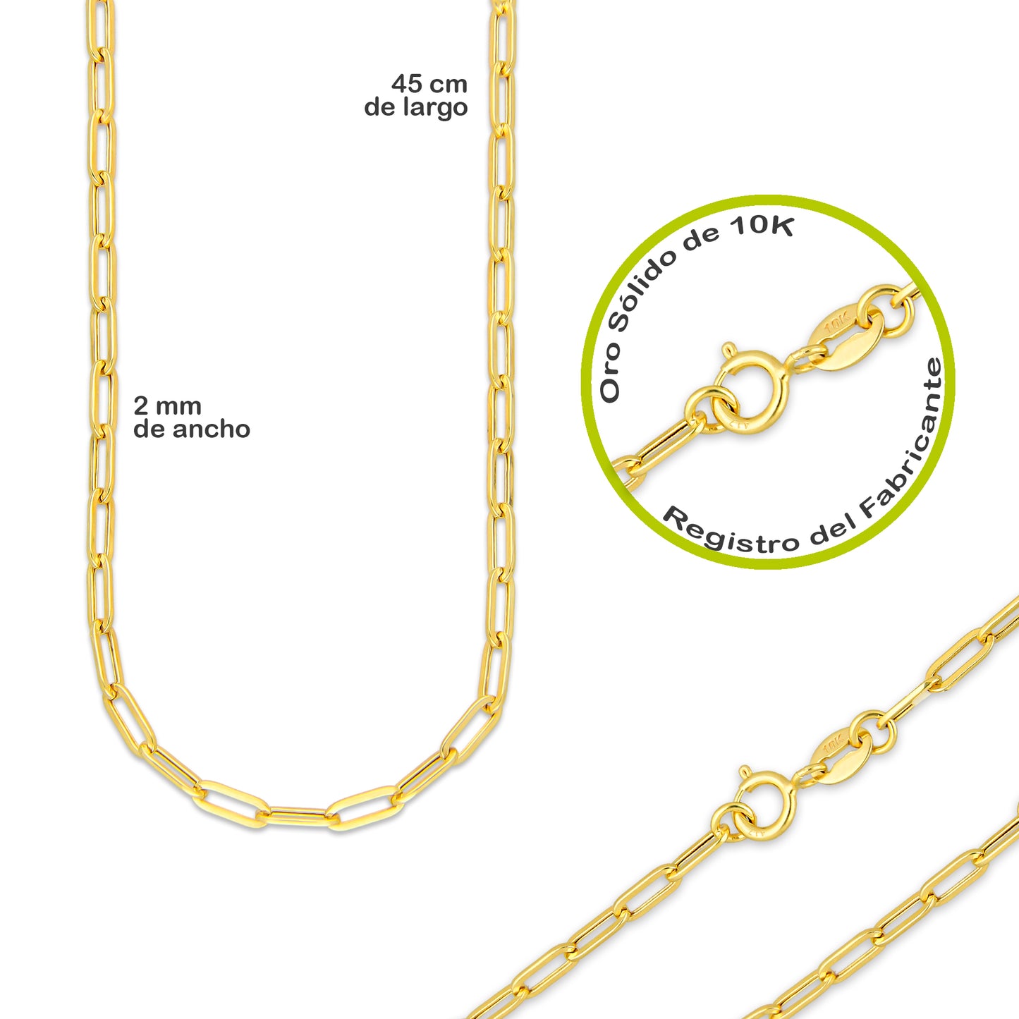 MR14DP067 Cadena Oro Sólido 10K + Dije Oro Sólido 14K EM Mariposa de la Suerte con Zirconias 2.4 cm x 2.6 cm