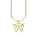 MR14DP067 Cadena Oro Sólido 10K + Dije Oro Sólido 14K EM Mariposa de la Suerte con Zirconias 2.4 cm x 2.6 cm