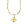 MR14DP074 Cadena Oro Sólido 10K + Dije Oro Sólido 14K EM San Benito Bisel con Zirconias 1.3 cm x 2.1 cm