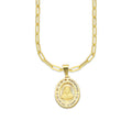 MR14DP075 Cadena Oro Sólido 10K + Dije Oro Sólido 14K EM Sagrado Corazón Ovalado con Zirconias 1.4 cm x 2.5 cm