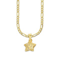 MR14DP080 Cadena Oro Sólido 10K + Dije Oro Sólido 14K EM Estrella 3D Jail 1.9 cm x 2.1 cm