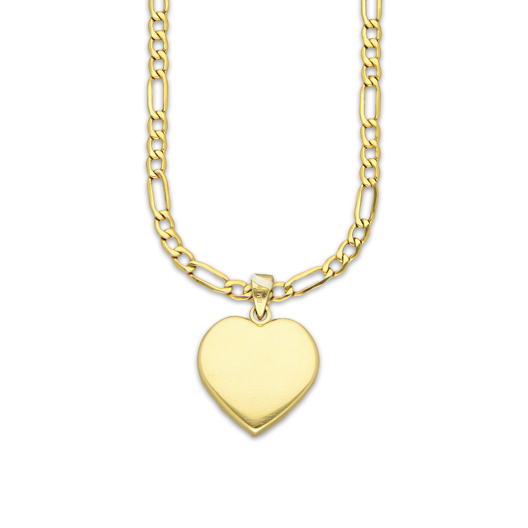 MR14DP088 Cadena Oro Sólido 10K + Dije Oro Sólido 14K EM Corazón Bombeado Liso 1.5 cm x 2.1 cm