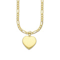 MR14DP088 Cadena Oro Sólido 10K + Dije Oro Sólido 14K EM Corazón Bombeado Liso 1.5 cm x 2.1 cm