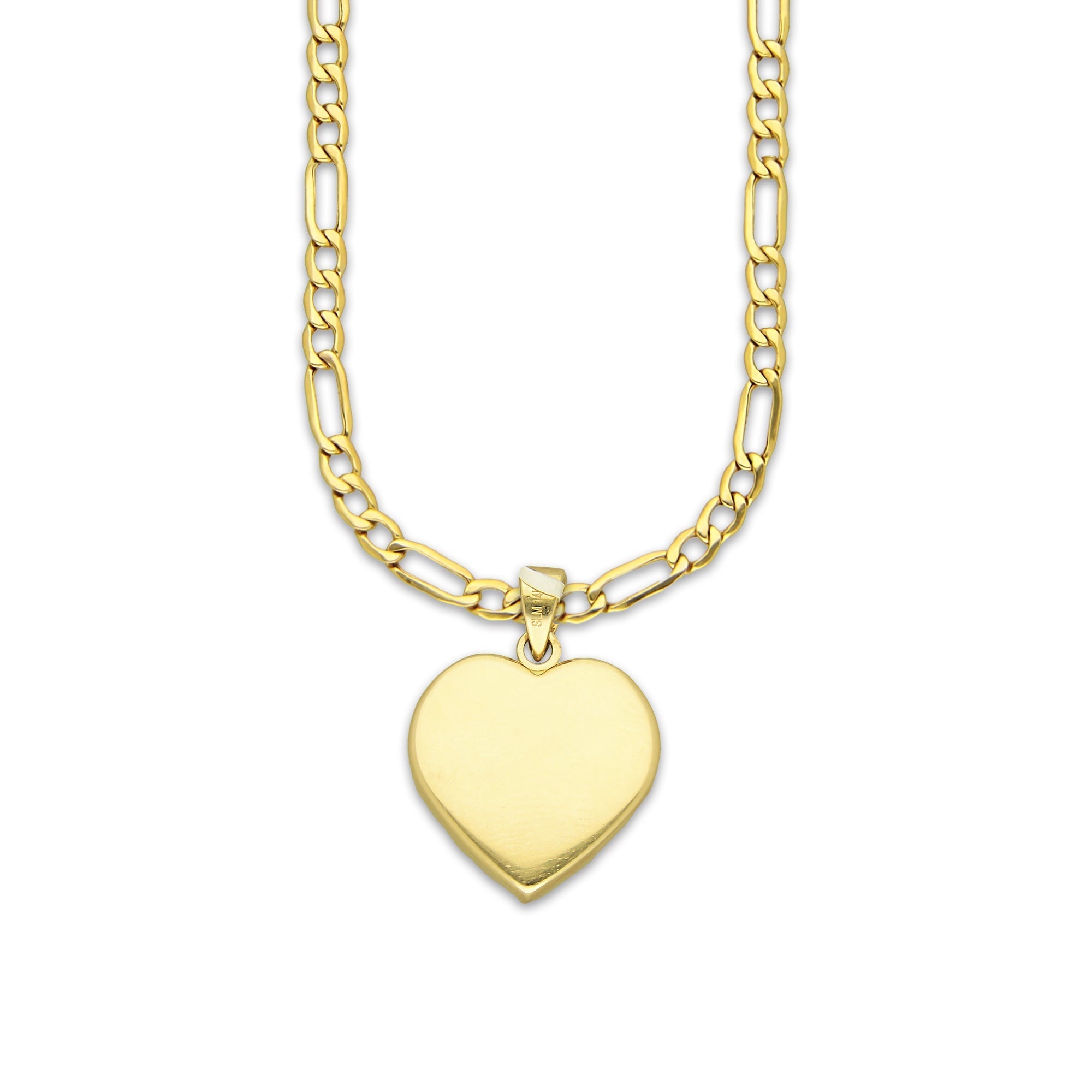 MR14DP088 Cadena Oro Sólido 10K + Dije Oro Sólido 14K EM Corazón Bombeado Liso 1.5 cm x 2.1 cm