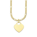 MR14DP089 Cadena Oro Sólido 10K + Dije Oro Sólido 14K EM Corazón Plano Liso 1.8 cm x 2.5 cm