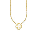 MR14G024 Gargantilla Collar Dama Oro Sólido 14K EMF14 1 Trébol 1 cm Blanco Largo 45 cm