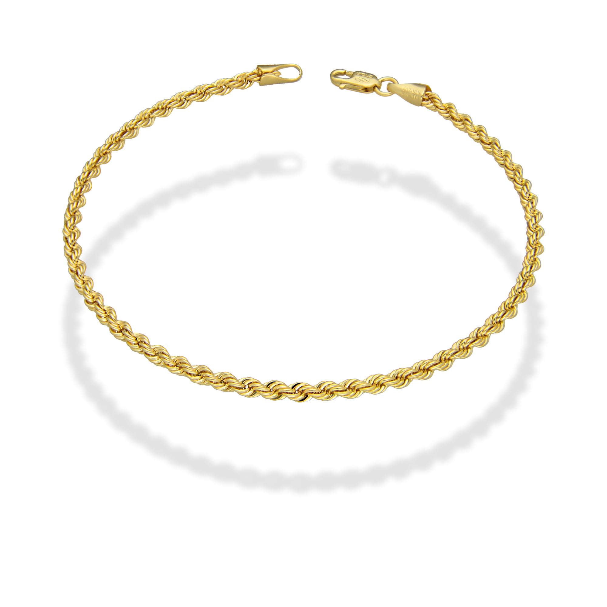 MR14PC012 Pulsera Para Caballero Oro Sólido 14K Torsal Lisa Super Ligera 3 mm x 21 cm
