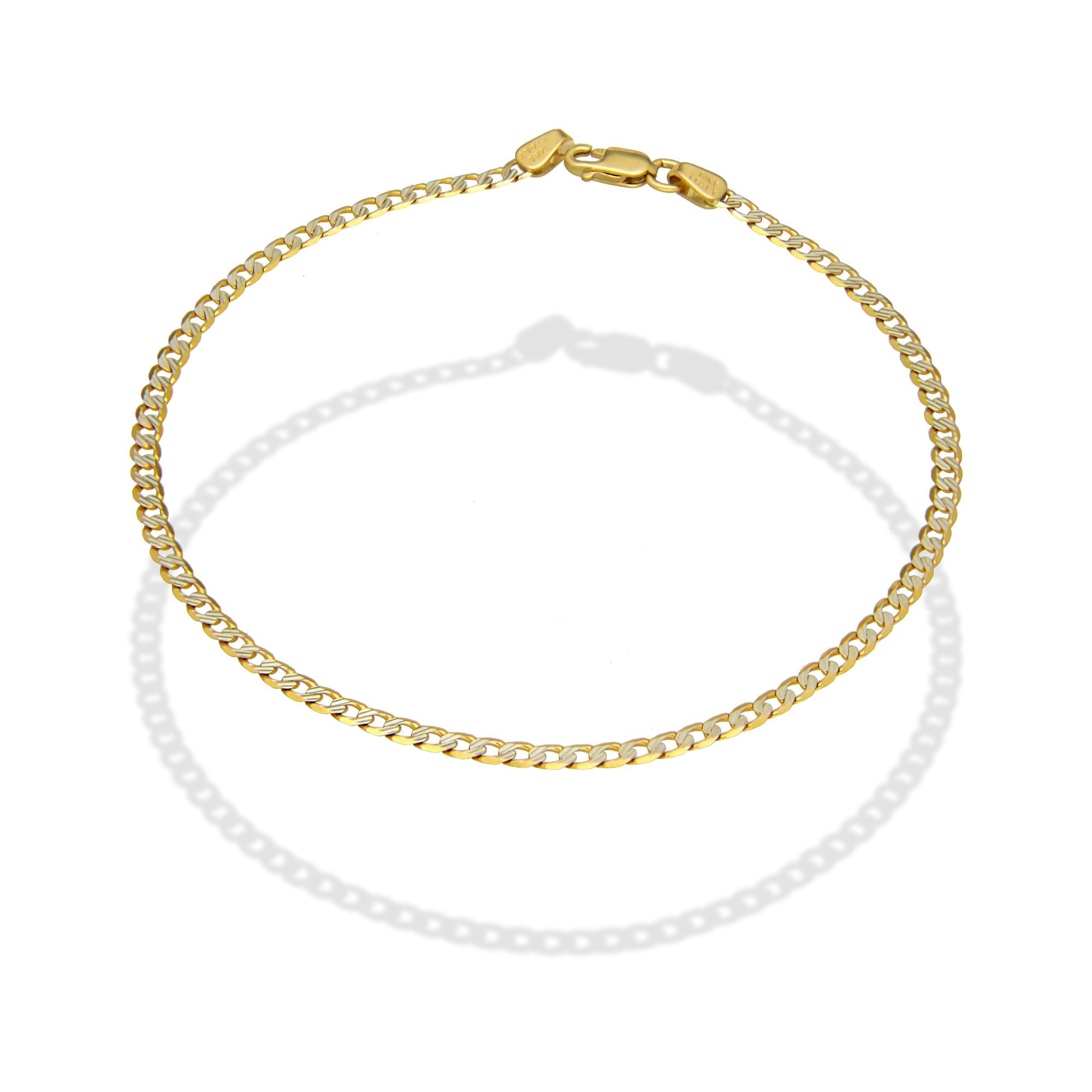 MR14PC026 Pulsera Para Caballero Oro Sólido 14K EMC14 Modelo Fígaro 1*0 Segrinado Diagonal 2.8 mm x 21 cm