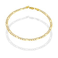 MR14PC032 Pulsera Para Caballero Oro Sólido 14K EMF14 Modelo Fígaro 3*1 Diamantada 3.8 mm x 21 cm