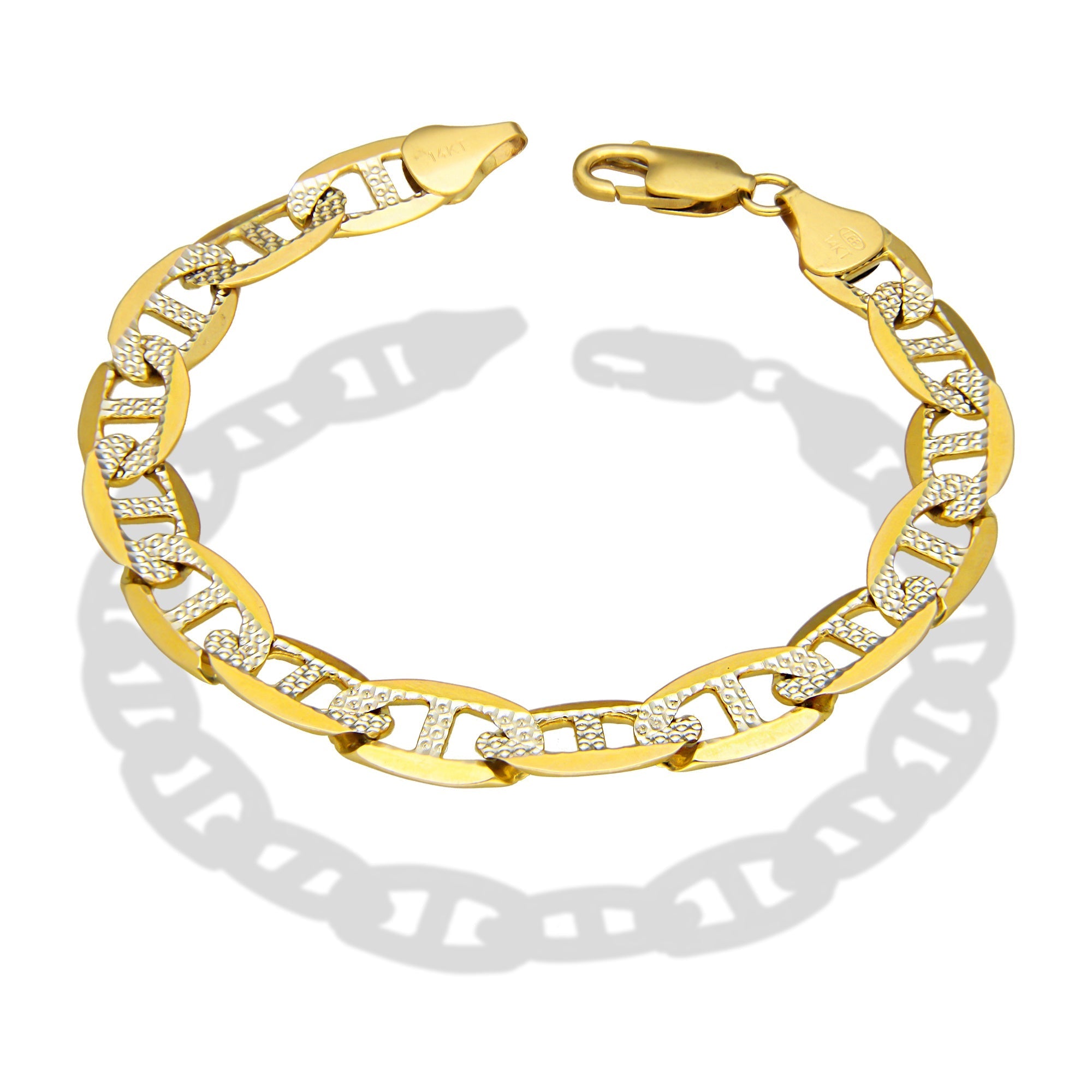 MR14PC037 Pulsera Para Caballero Oro Sólido 14K Mod Figaruchi 0x1 Diamantada 9 mm x 21 cm