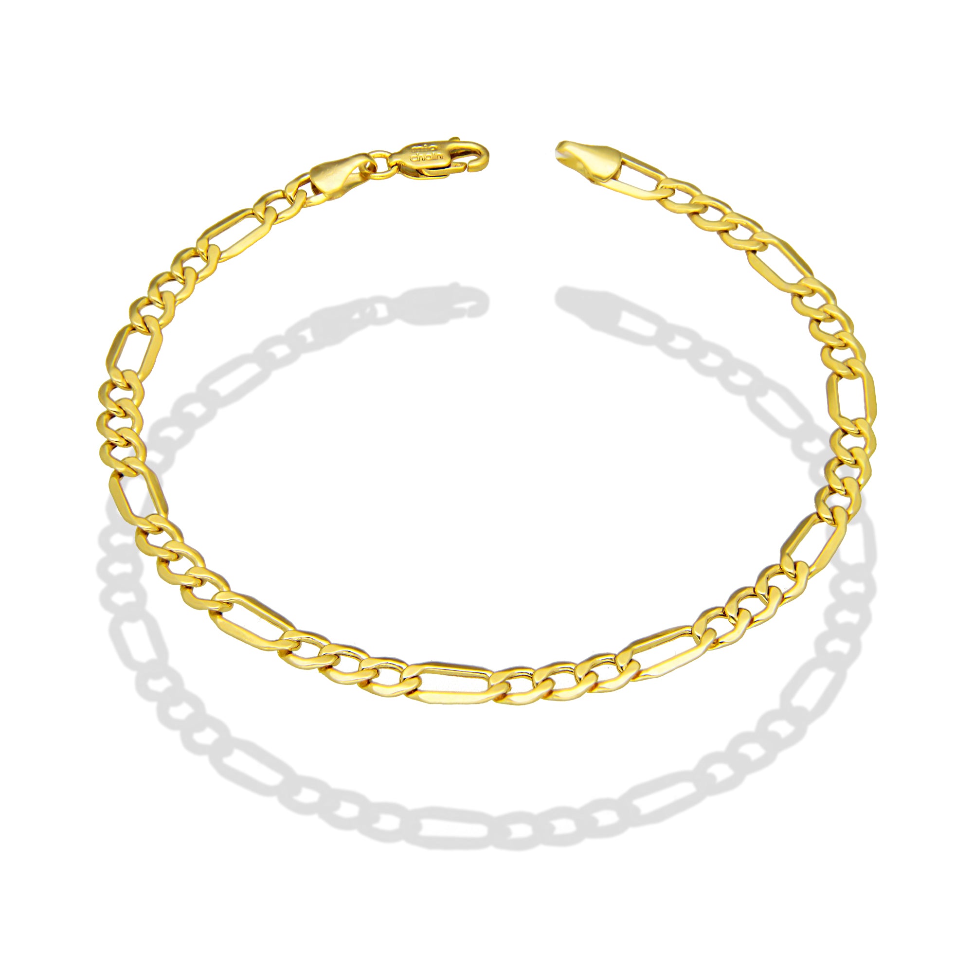 MR14PC058 Pulsera Para Caballero Oro Sólido 14K EMF14 Modelo Fígaro 3*1 Lisa 4 mm x 21 cm