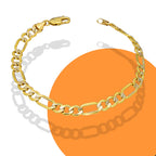 MR14PC060 Pulsera Para Caballero Oro Sólido 14K EMF14 Modelo Fígaro 3*1 Diamantada 6 mm x 21 cm