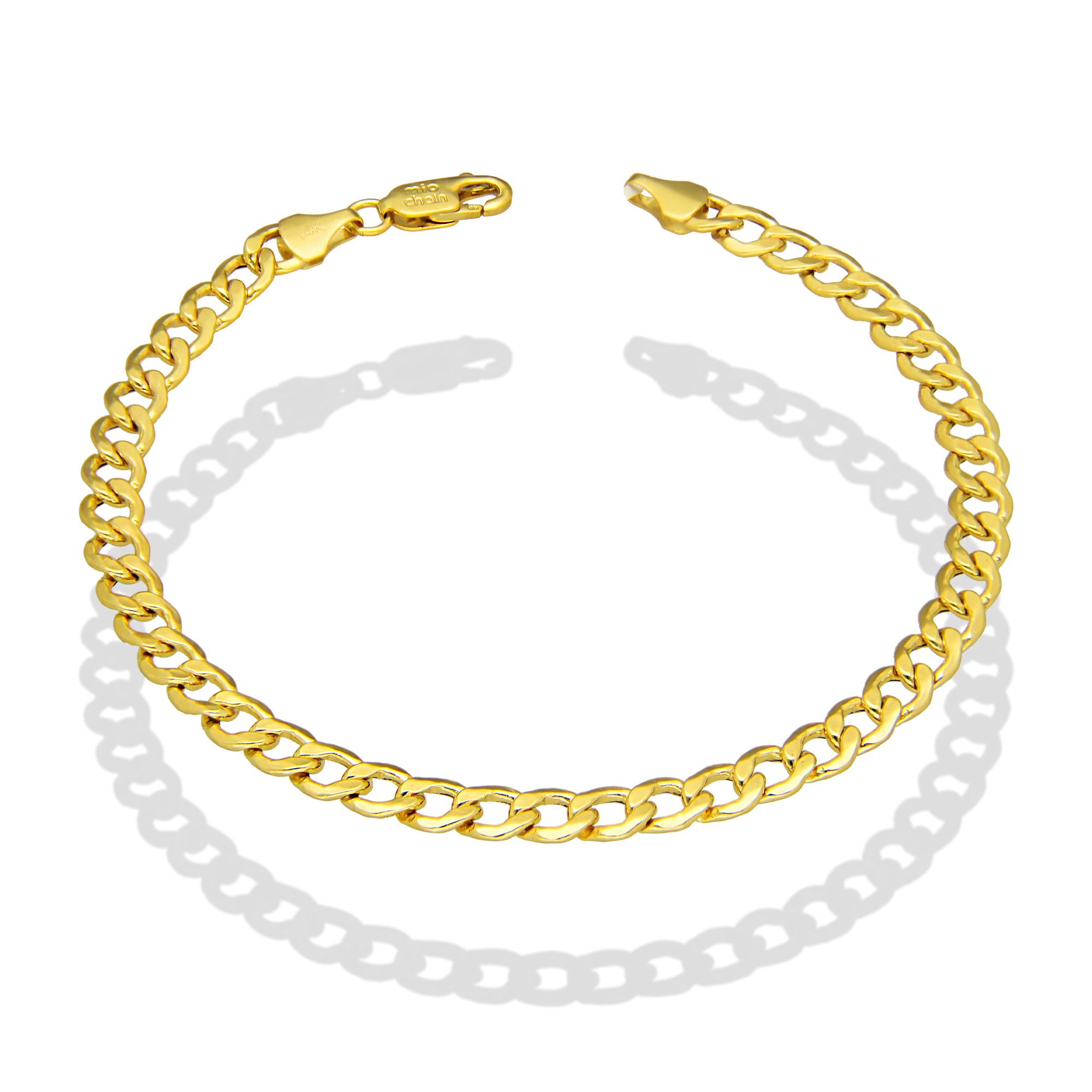 MR14PC062 Pulsera Para Caballero Oro Sólido 14K EMF14 Modelo Fígaro 1x0 Lisa 5 mm x 21 cm